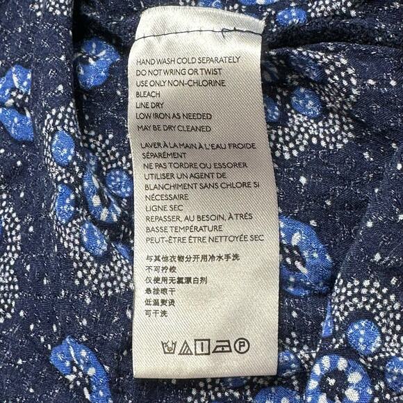 Maeve Anthropologie Top Womens 2 Blue Boswell Dark Floral V-Neck Peasant Boho - Picture 8 of 9